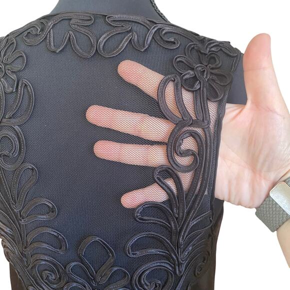 Vintage Jessica McClintock Gunne Sax Black Cocktail Dress Mesh Appliqué Back 10 - Picture 7 of 10
